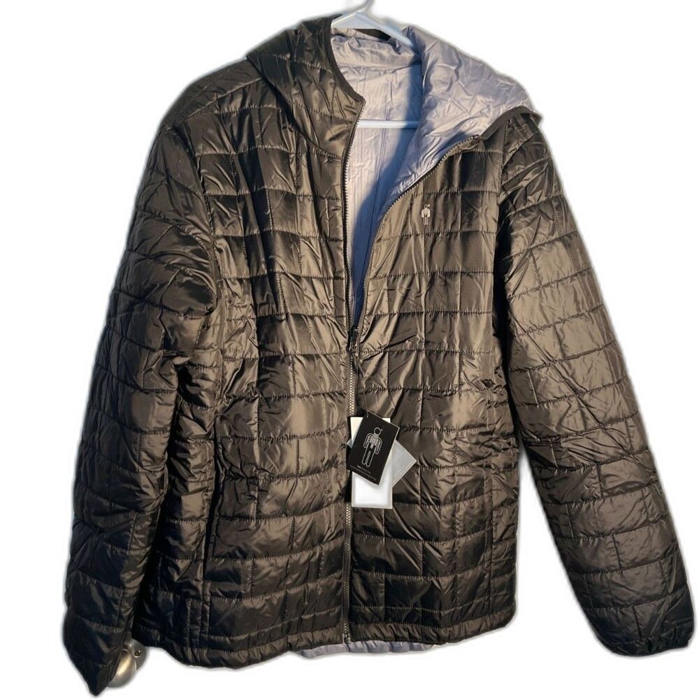 Highland Jacket Black/gun metal Men's Hooded Puffer Jacket SZ XL NEW